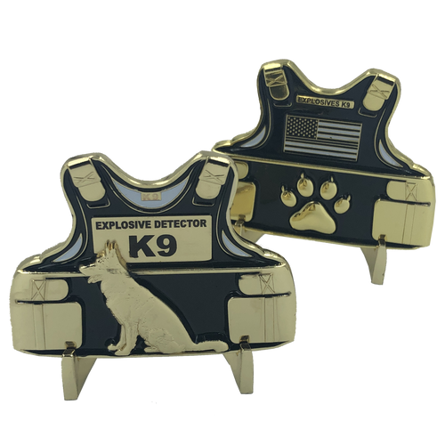 Explosives Detector K9 Body Armor Challenge Coin F-001 - www.ChallengeCoinCreations.com
