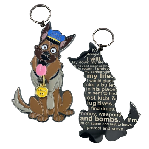 K9 Prayer keychain for Canine Officer challenge coin style police LL-007 - www.ChallengeCoinCreations.com