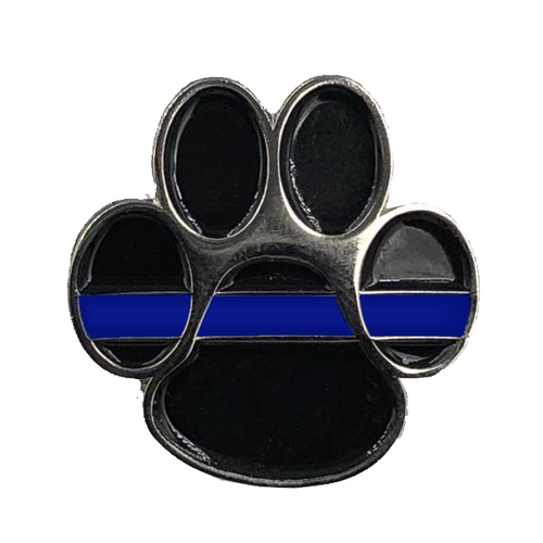 K9 Paw Thin Blue Line Canine Lapel Pin CL5-003 - www.ChallengeCoinCreations.com