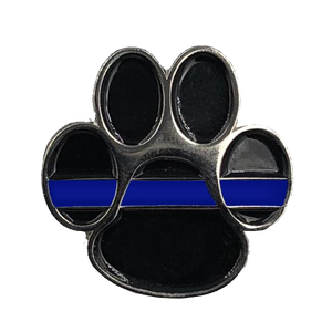 K9 Paw Thin Blue Line Canine Lapel Pin CL5-003 - www.ChallengeCoinCreations.com