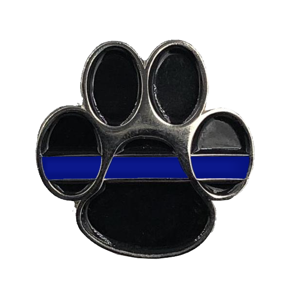 K9 Paw Thin Blue Line Canine Lapel Pin CL5-003 - www.ChallengeCoinCreations.com