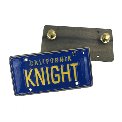 KNIGHT License Plate Medallion Pin with dual pin backs KITT FF-016 - www.ChallengeCoinCreations.com