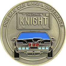 Load image into Gallery viewer, Knight Rider license plate KITT voice box Challenge Coin with serial number BL13-008 - www.ChallengeCoinCreations.com