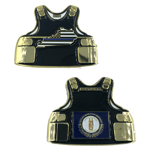 Kentucky LEO Thin Blue Line Police Body Armor State Flag Challenge Coins D-012 - www.ChallengeCoinCreations.com