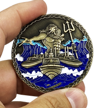 Load image into Gallery viewer, AA-020 King Neptune Marine Patrol Thin Blue Line Police CBP Air and Marine Coast Guard Challenge Coin - www.ChallengeCoinCreations.com