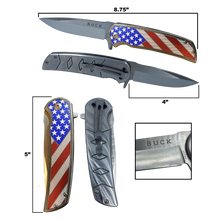 Load image into Gallery viewer, American Flag pocket knife Police Law Enforcement First Responder Rescue Tactical Survival Military Veteran USA BL1-02 - www.ChallengeCoinCreations.com
