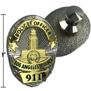 LAPD Officer Badge Pin double plated with deluxe spring loaded clasp HH-015 - www.ChallengeCoinCreations.com