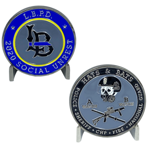 LAPD LBPD 2020 Social Unrest Riot Parody challenge coin Thin Blue Line Police EE-015 - www.ChallengeCoinCreations.com