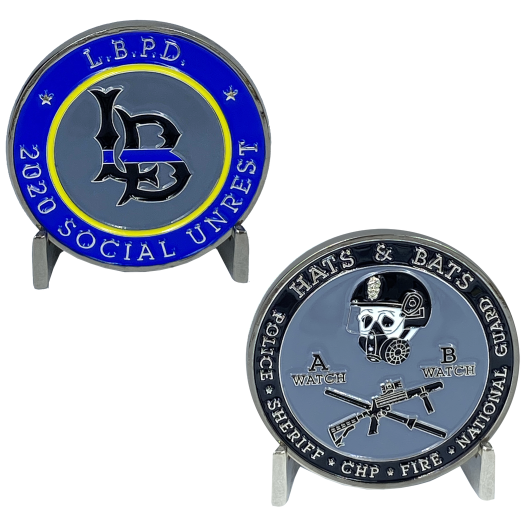 LAPD LBPD 2020 Social Unrest Riot Parody challenge coin Thin Blue Line Police EE-015 - www.ChallengeCoinCreations.com