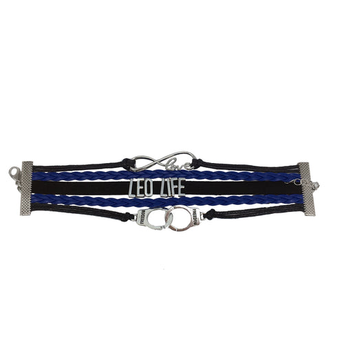 LEO LIFE Bracelet Love Infinity Handcuffs Thin Blue Line Officer's LIFE Back the Blue BLT-05