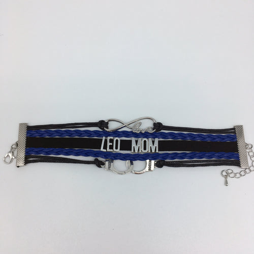 LEO MOM Bracelet Love Infinity Handcuffs Thin Blue Line Officer's MOM The Thin Blue Line BLT-04
