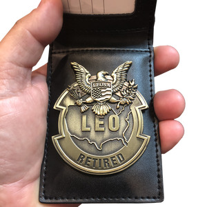 LEOSA Retired LEO Leather Badge Wallet BL3-009 - www.ChallengeCoinCreations.com