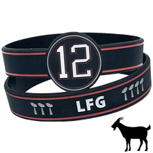 Load image into Gallery viewer, LFG Brady inspired 12 GOAT 7 Trophy Silicon Bracelet (BLUE) BL3-012 - www.ChallengeCoinCreations.com