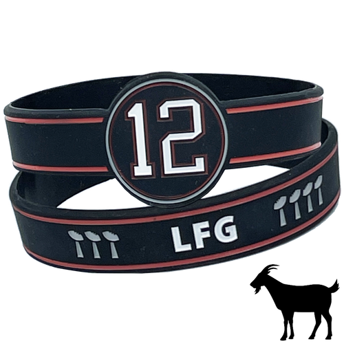 LFG Brady inspired 12 GOAT 7 Trophy Silicon Bracelet (BLUE) BL3-012 - www.ChallengeCoinCreations.com