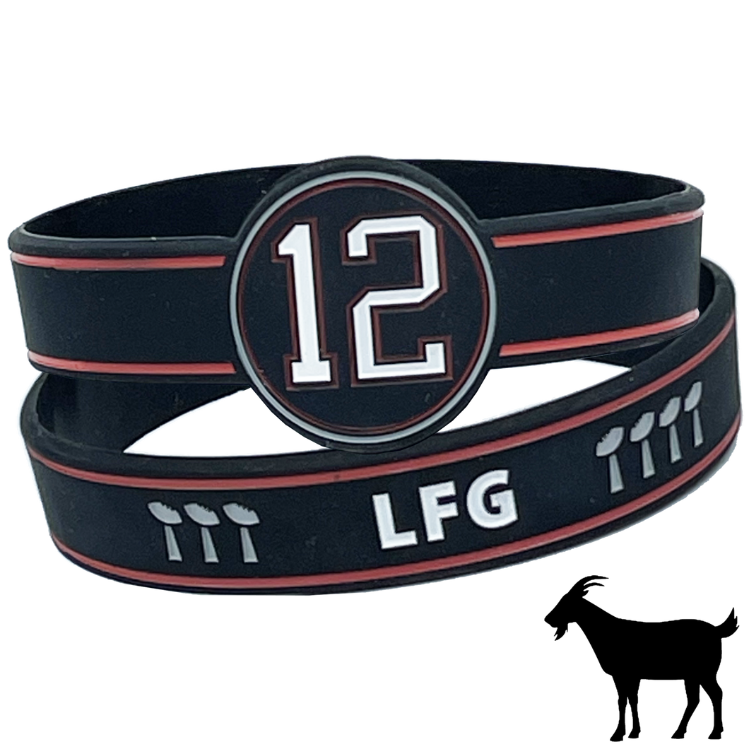 LFG Brady inspired 12 GOAT 7 Trophy Silicon Bracelet (BLUE) BL3-012 - www.ChallengeCoinCreations.com