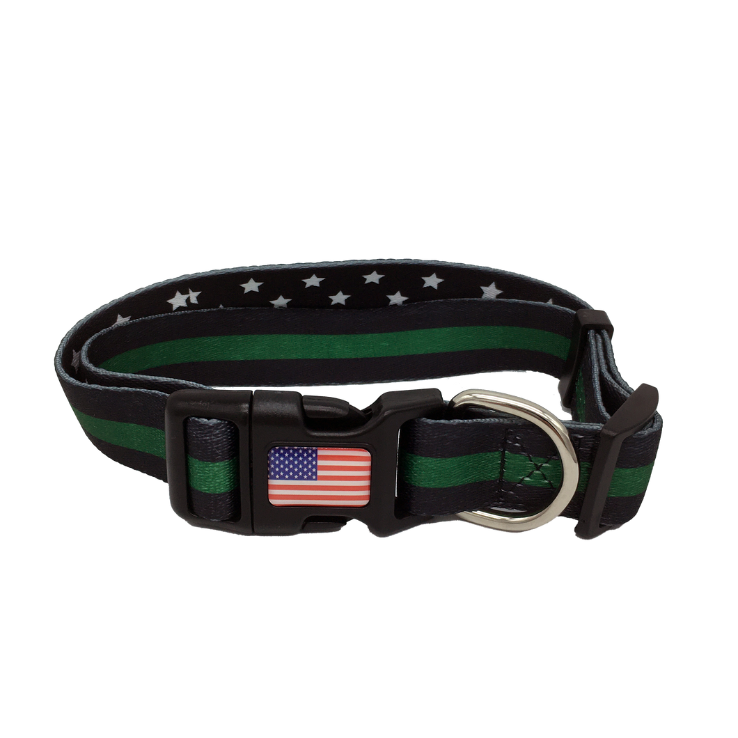 Classic Thin Green Line Dog Collar Border Patrol Sheriff Deputy Honor First - www.ChallengeCoinCreations.com
