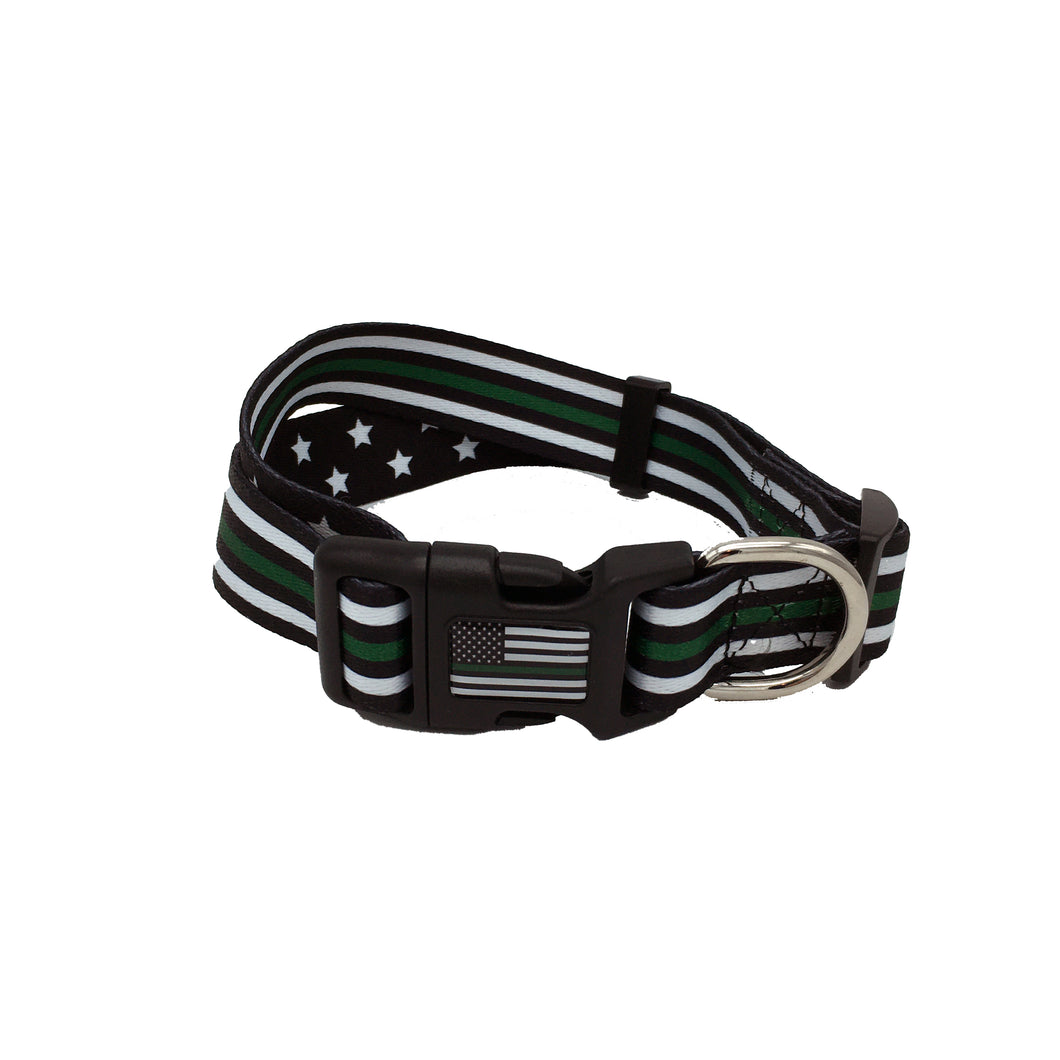 Thin Green Line Dog Collar Border Patrol Sheriff Deputy Honor First - www.ChallengeCoinCreations.com