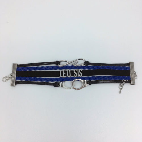 LEO SIS Bracelet Love Infinity Handcuffs Thin Blue Line Officer's SIS The Thin Blue Line BLT-03