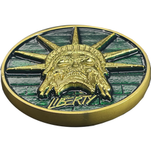 Load image into Gallery viewer, Skull Statue of Liberty Benjamin Franklin Revolvers CBP Border Patrol Agent Challenge Coin BL17-001 - www.ChallengeCoinCreations.com