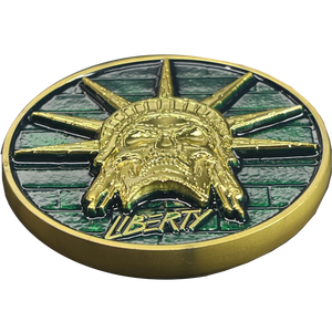 Skull Statue of Liberty Benjamin Franklin Revolvers CBP Border Patrol Agent Challenge Coin BL17-001 - www.ChallengeCoinCreations.com