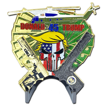 Load image into Gallery viewer, Yuge Glock and 1911 American Flag Donald Trump POTUS MAGA Marine One 1 helicopter Challenge Coin MC-004 - www.ChallengeCoinCreations.com