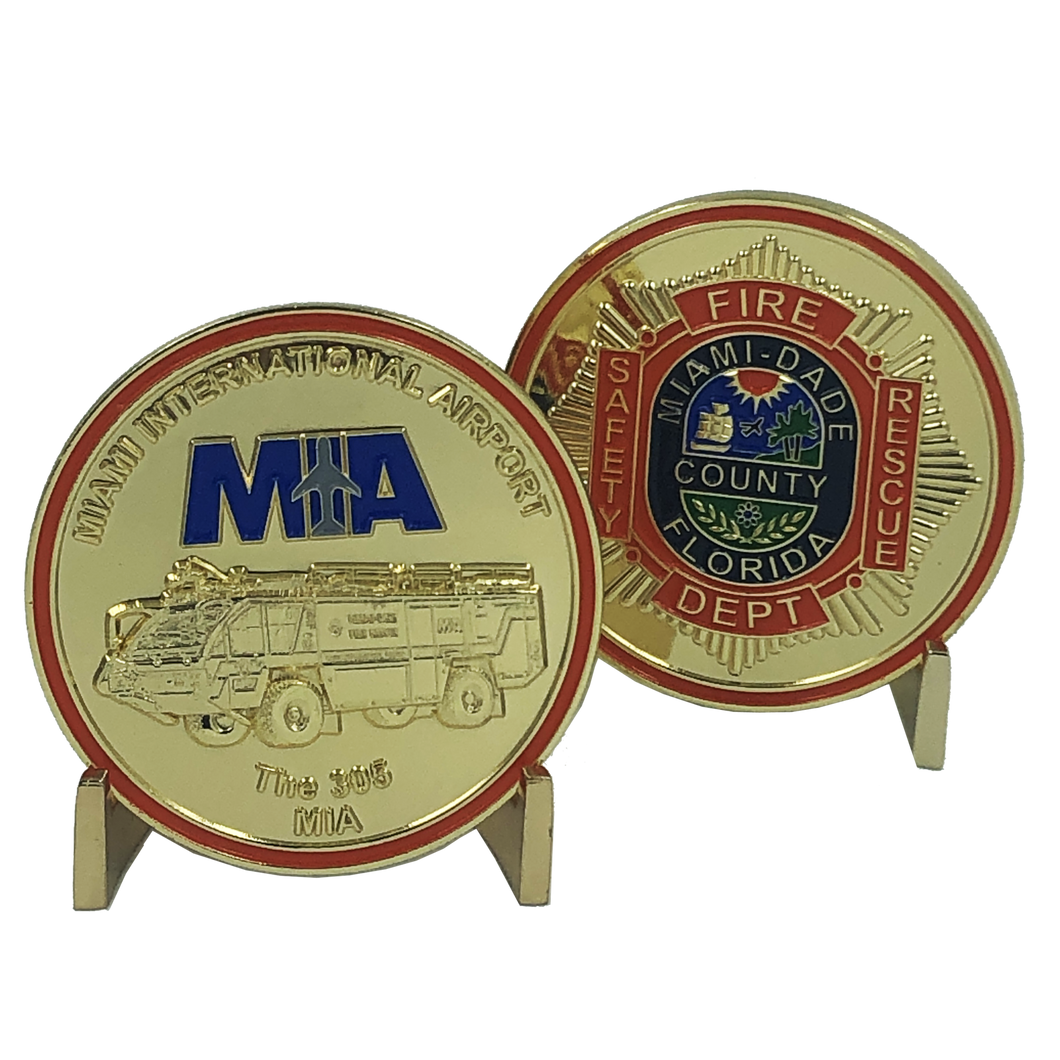 MIAMI DADE County FIRE RESCUE MIA International Airport CHALLENGE COIN department I-014 - www.ChallengeCoinCreations.com