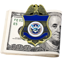 Load image into Gallery viewer, Police Federal Agent Sheriff Money Clip CBP Border Patrol Air and Marine AMO Wallet alternative EL10-006 - www.ChallengeCoinCreations.com