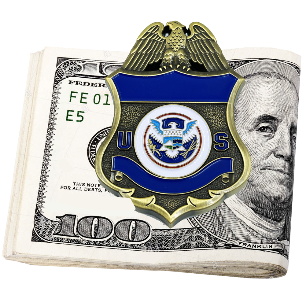 Police Federal Agent Sheriff Money Clip CBP Border Patrol Air and Marine AMO Wallet alternative EL10-006 - www.ChallengeCoinCreations.com