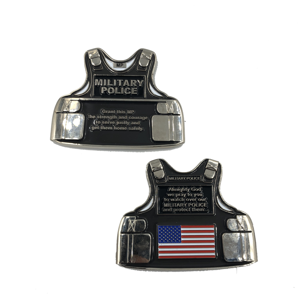 MP Body Armor Challenge Coin Military Police Marines, Army, Air Force, Coast Guard, Navy E-010 - www.ChallengeCoinCreations.com