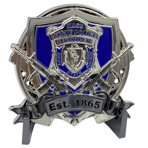 MSP Big Medallion Massachusetts State Police Trooper Large Challenge Coin with M&P Smith & Wesson S&W BL17-016 - www.ChallengeCoinCreations.com