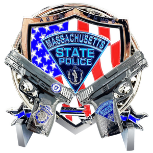 MSP Big Medallion Massachusetts State Police Trooper Large Challenge Coin with M&P Smith & Wesson S&W BL17-016 - www.ChallengeCoinCreations.com