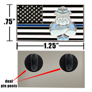 Massachusetts State Police BULLDOG MSP Trooper Thin Blue Line Flag Lapel Pin PBX-003-I P-003C