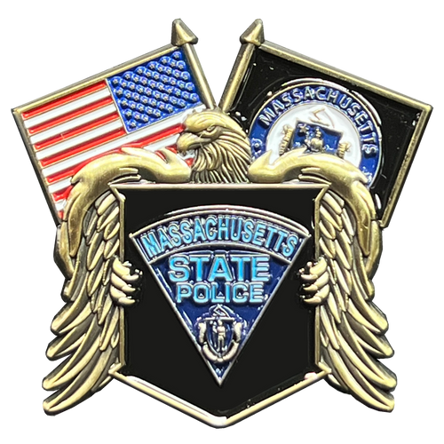 Massachusetts State Police MSP Trooper American Flag Lapel Pin GL4-015 P-134