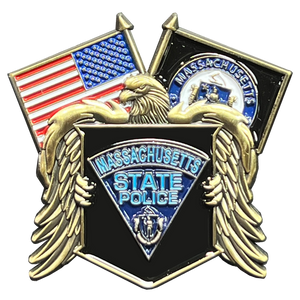 Massachusetts State Police MSP Trooper American Flag Lapel Pin GL4-015 P-134