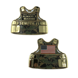 U.S. Marines Camo Body Armor Challenge Coin Marine Corps. USMC F-008 - www.ChallengeCoinCreations.com
