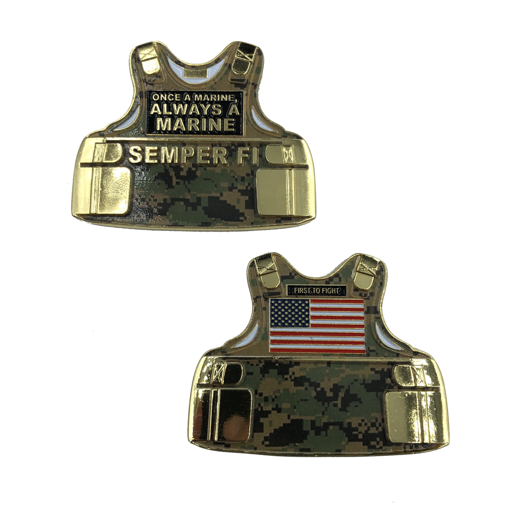 U.S. Marines Camo Body Armor Challenge Coin Marine Corps. USMC F-008 - www.ChallengeCoinCreations.com