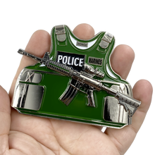 Load image into Gallery viewer, Military POLICE MP MARINES M4 Body Armor 3D self standing Police Challenge Coin Marine Corps Thin Green Line BL14-013 - www.ChallengeCoinCreations.com