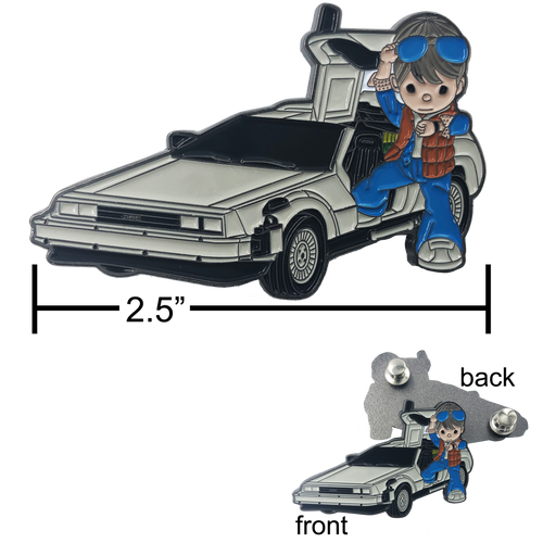 Marty McFly Delorean Back to the Future Pin with two posts and deluxe spring loaded clasps HH-017 - www.ChallengeCoinCreations.com
