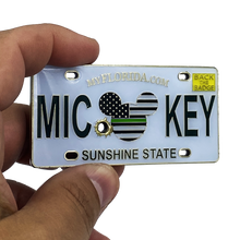 Load image into Gallery viewer, Mickey Inspired Thin Green Line Florida POLICE Mouse License Plate Challenge Coin H-006 - www.ChallengeCoinCreations.com