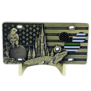Mickey Inspired Thin Green Line Florida POLICE Mouse License Plate Challenge Coin H-006 - www.ChallengeCoinCreations.com
