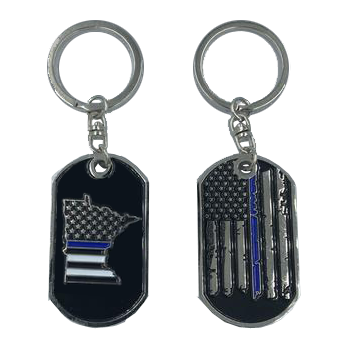 Minnesota Thin Blue Line Challenge Coin Dog Tag Keychain Police Law Enforcement II-007 - www.ChallengeCoinCreations.com