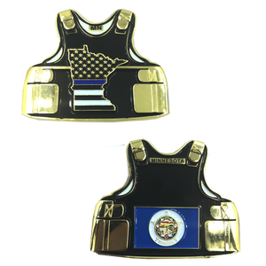 Minnesota LEO Thin Blue Line Police Body Armor State Flag Challenge Coins D-014 - www.ChallengeCoinCreations.com
