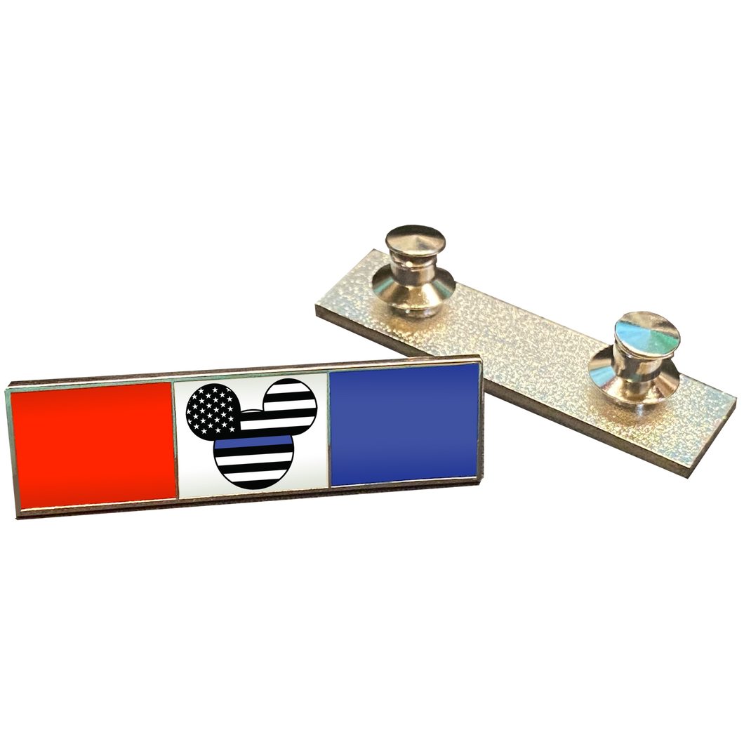 Mickey Mouse Disney inspired Thin Blue Line Commendation Bar Pin Police, Military, Deputy Sheriff, Law Enforcement, Federal Agent CL3-03 - www.ChallengeCoinCreations.com