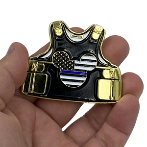 Mickey inspired Thin Blue Line Police Mouse Body Armor Challenge Coin F-007 MR-015B - www.ChallengeCoinCreations.com