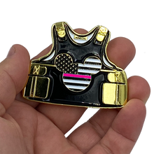 Load image into Gallery viewer, Mickey inspired Thin Pink Line Police Mouse Breast Cancer Awareness Body Armor Challenge Coin MR-015 - www.ChallengeCoinCreations.com