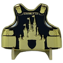 Load image into Gallery viewer, Mickey inspired Thin Gold Line Mouse 911 Emergency Dispatcher Body Armor Yellow Challenge Coin BB-018  MR-015Y - www.ChallengeCoinCreations.com