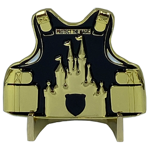 Mickey inspired Thin Gold Line Mouse 911 Emergency Dispatcher Body Armor Yellow Challenge Coin BB-018  MR-015Y - www.ChallengeCoinCreations.com