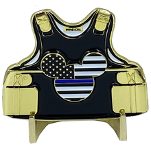 Load image into Gallery viewer, Mickey inspired Thin Blue Line Police Mouse Body Armor Challenge Coin F-007 MR-015B - www.ChallengeCoinCreations.com