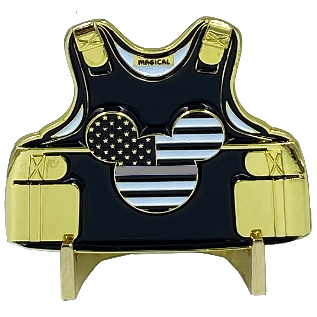 Mickey inspired Thin Gray Line Corrections Mouse Body Armor Challenge Coin CL13-07  MR-015GY - www.ChallengeCoinCreations.com