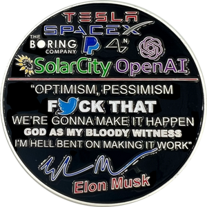 SpaceX Elon Musk Motivational Quote Gift Twitter Challenge Coin Space X Tesla CL5-014